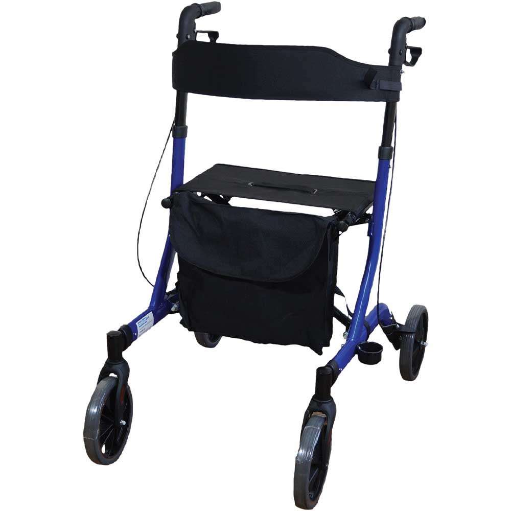 AidaptVP183Blue Deluxe Ultra Lightweight Folding 4 Wheeled Rollator