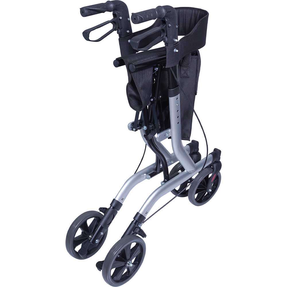 AidaptVP183Grey Deluxe Ultra Lightweight Folding 4 Wheeled Rollator Folded