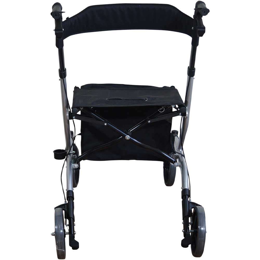 AidaptVP183Grey Deluxe Ultra Lightweight Folding 4 Wheeled Rollator Rear