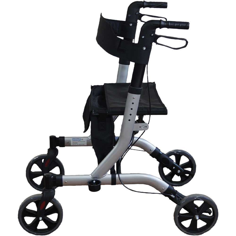 AidaptVP183Grey Deluxe Ultra Lightweight Folding 4 Wheeled Rollator Side