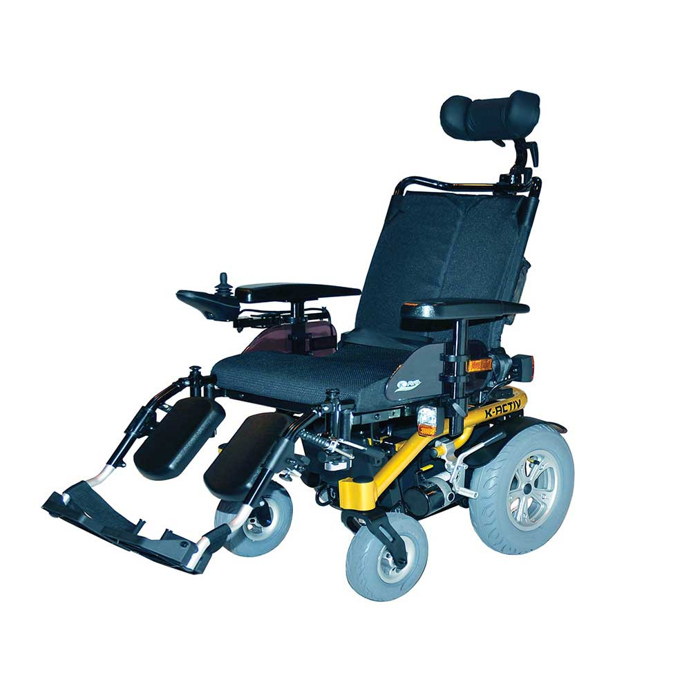 Kymco K Active Powerchair with Rehab Seat Side Yellow