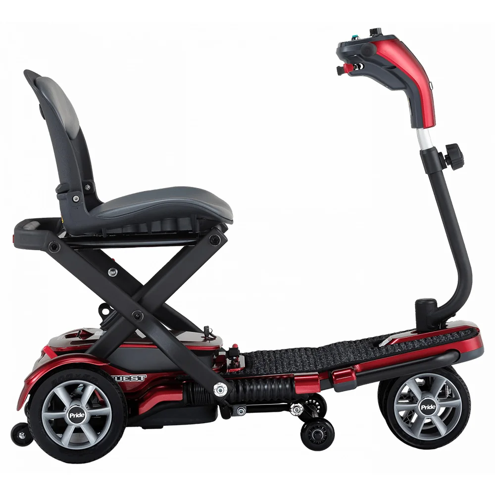 Pride Mobility Quest Folding Mobility Scooter Red Side View