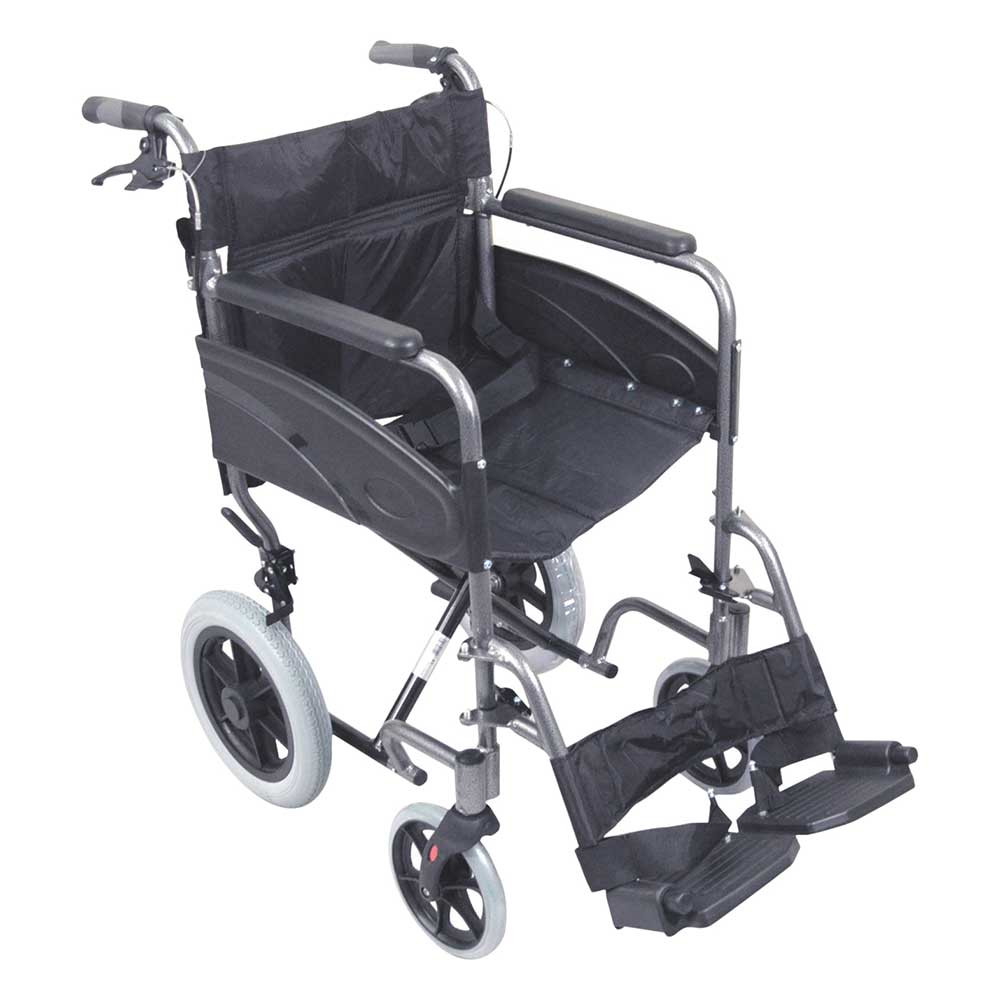 Aluminium Compact Transit Wheelchair Silver