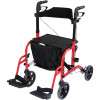 Duo Deluxe Rollator and Transit Chair Red Front Left