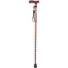 Extendable Plastic Handled Walking Stick with Engraved Pattern in Red