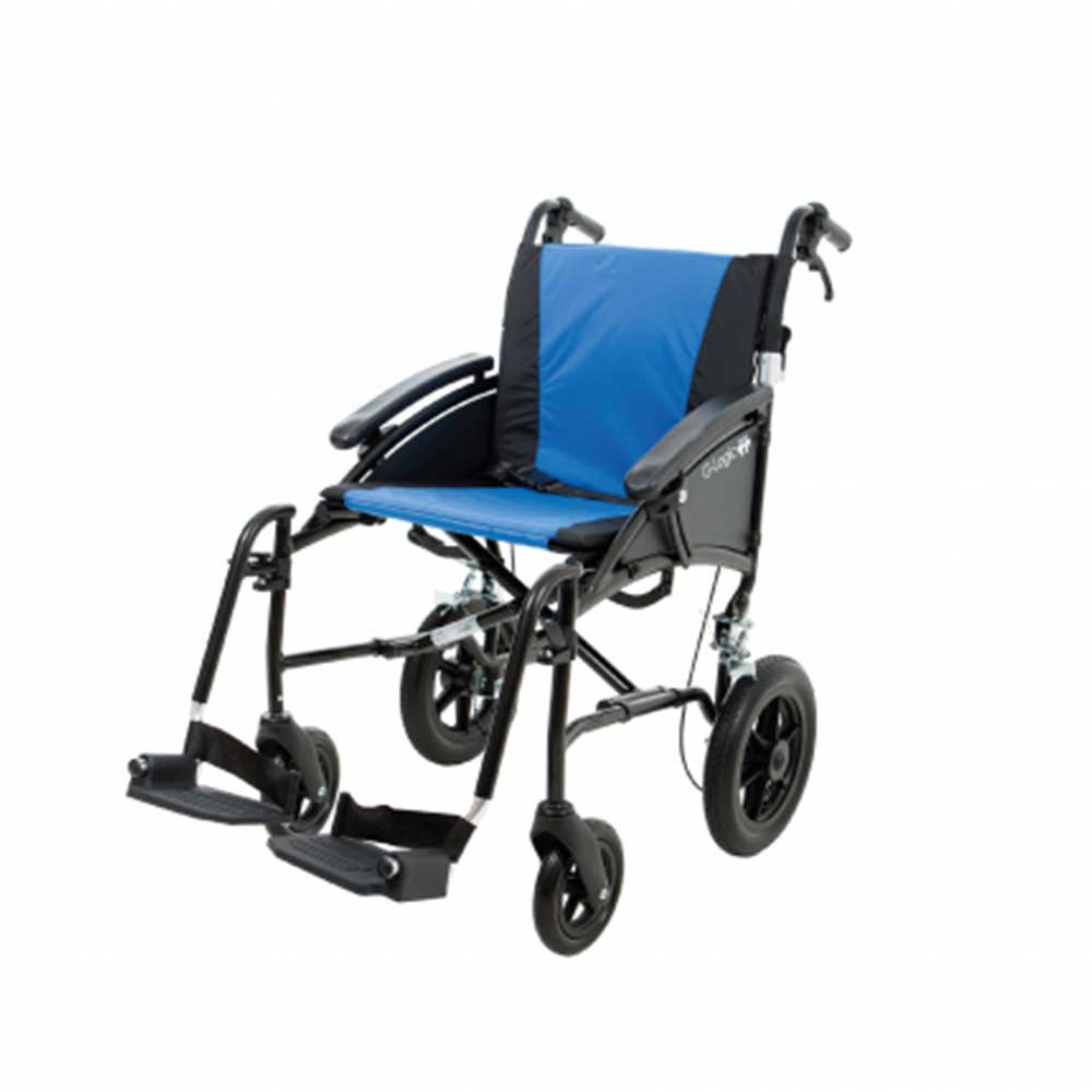 Excel G Logic Transit Lightweight Wheelchair Upholstery Blue Frame Black