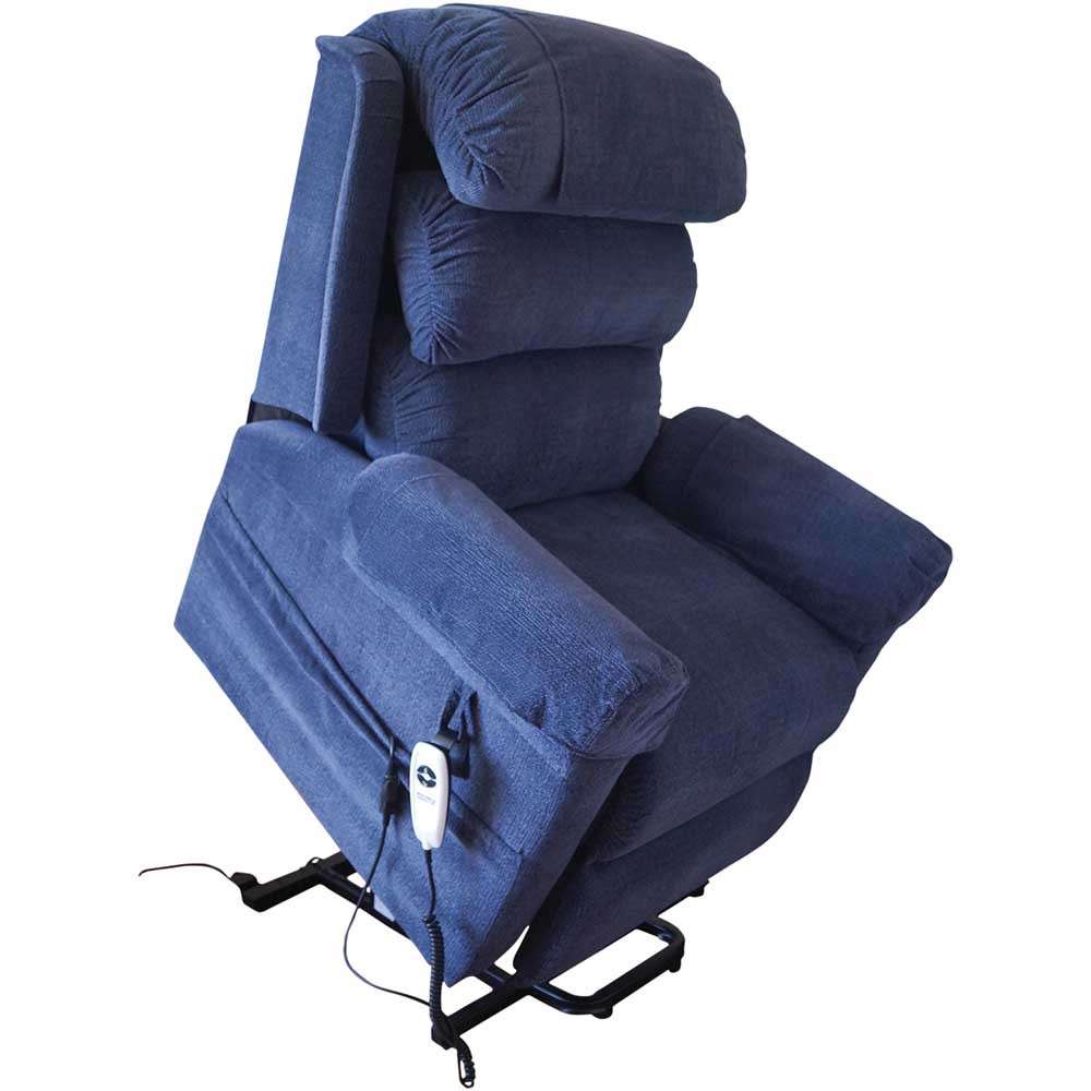 Ecclesfield Series Wall Hugging Rise & Recliner - Chenille Material Blue Raised Side