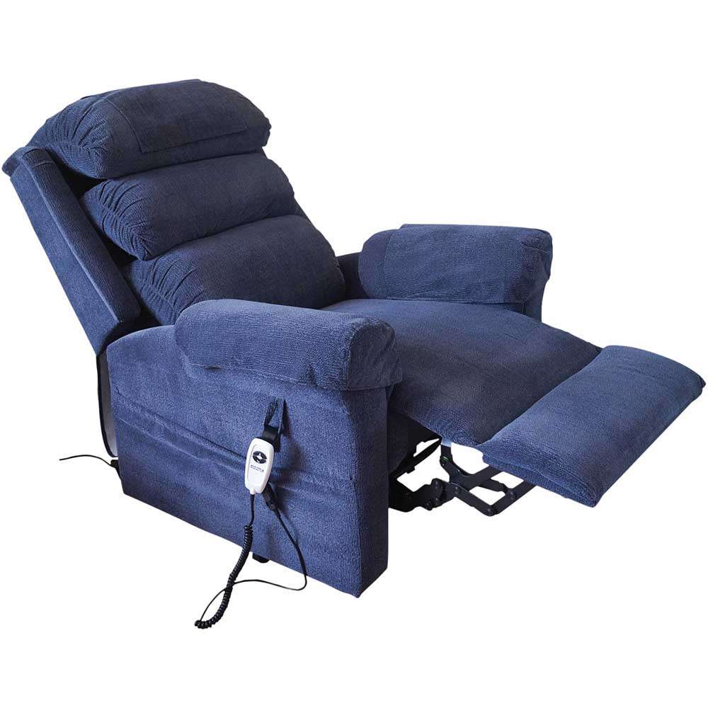 Ecclesfield Series Wall Hugging Rise & Recliner - Chenille Material Blue Reclined