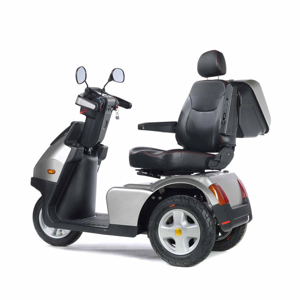 TGA Breeze S3 in Bright Silver Metallic 3 Wheel Mobility Scooter Captain Seat