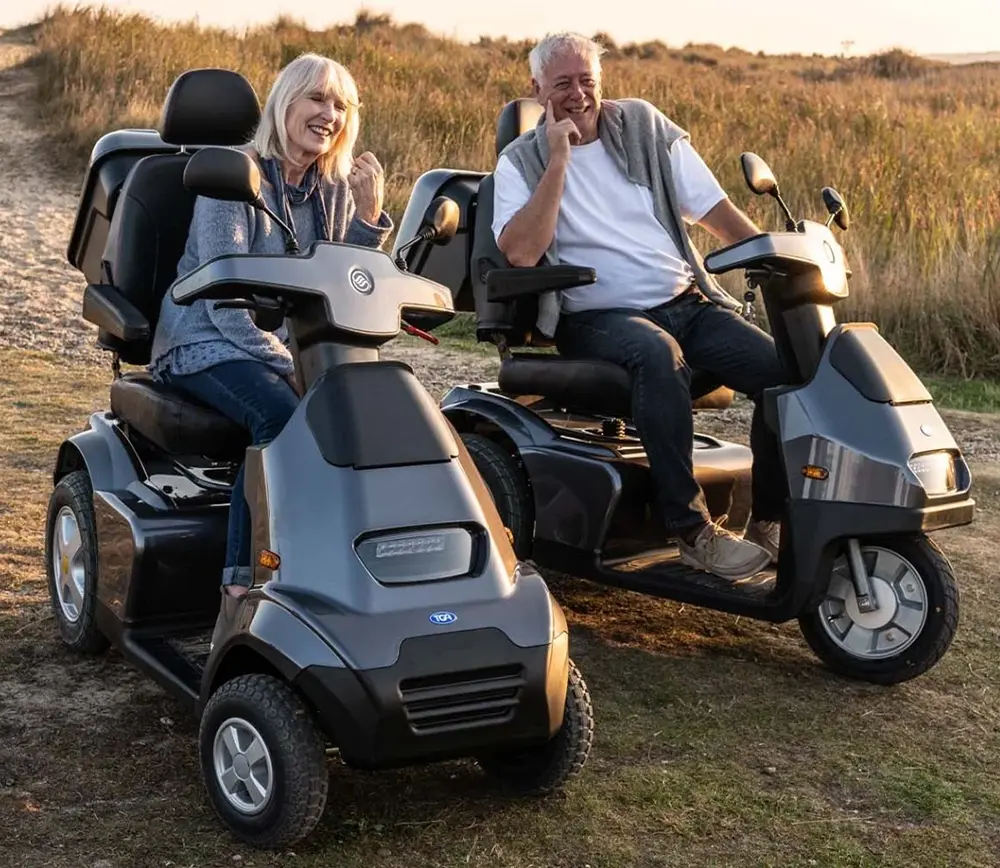 TGA Breeze S3 3 Wheel Mobility Scooter & TGA Breeze S4 Mobility Scooter on sand