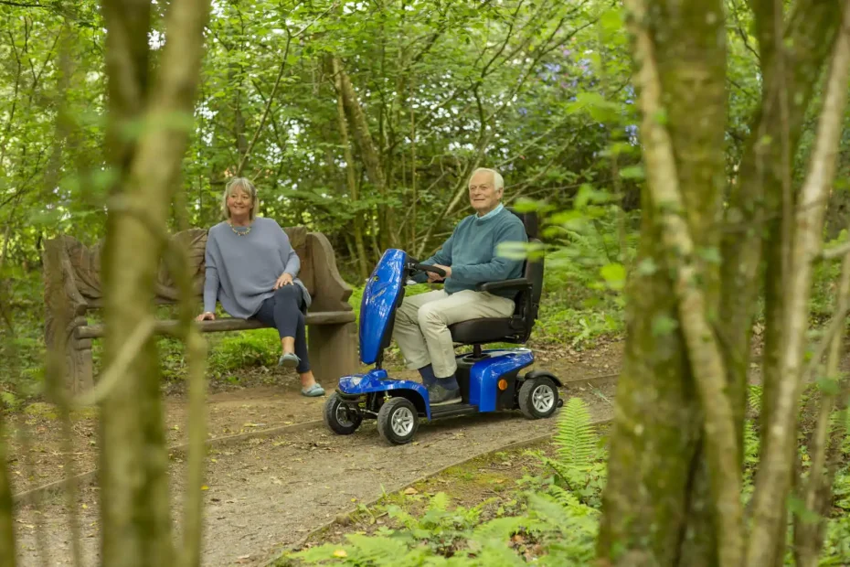 Couple on their Kymco Komfy 8 exploring the outdoors