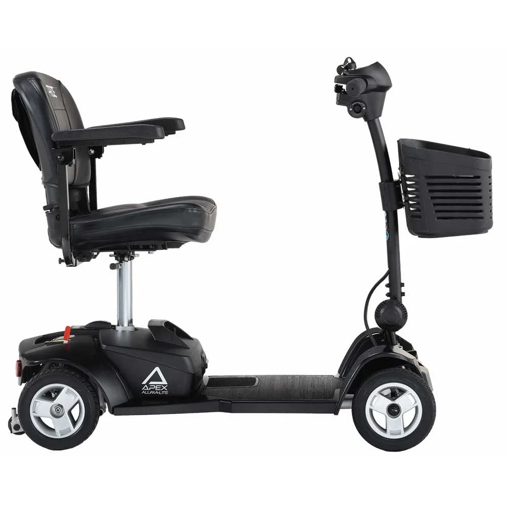 Pride Apex Alumalite Black Mobility Scooter Side View