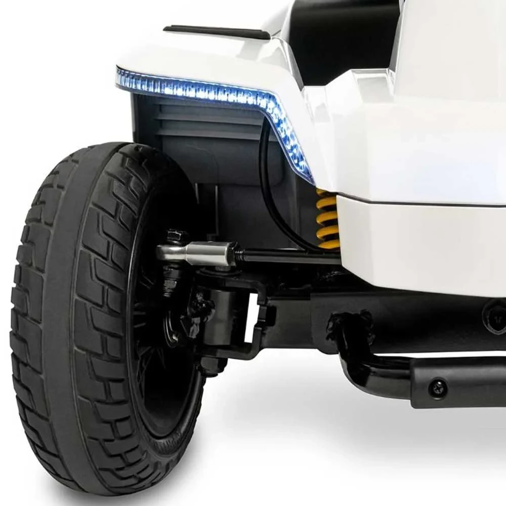 Pride Mobility Zero Turn 10 Mobility Scooter White Close Up Suspension