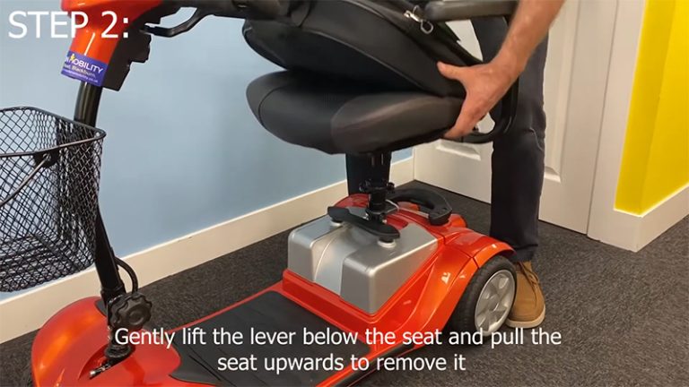 Step 2) Gently lift the lever below the seat and pull the seat upwards to remove it