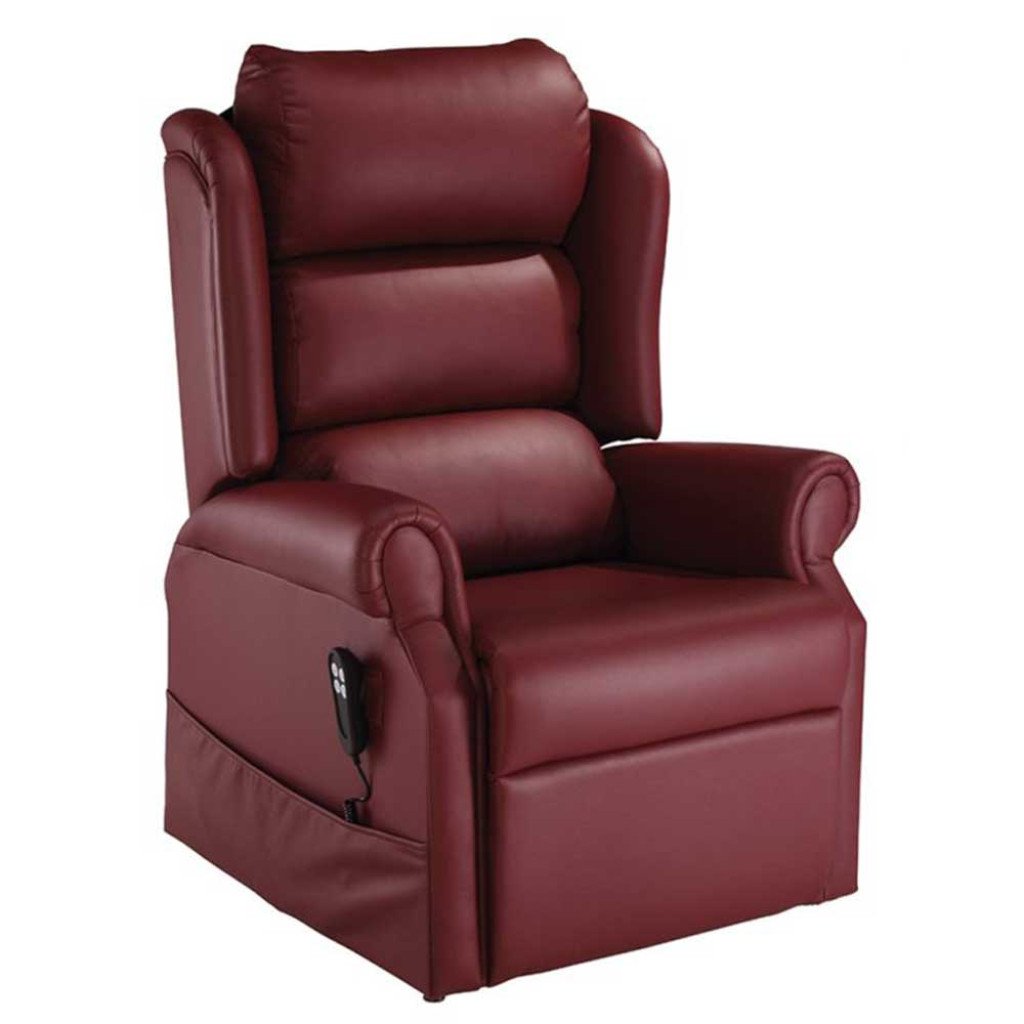 Jubilee Dual Motor Riser Recliner Waterfall Back Leather Red