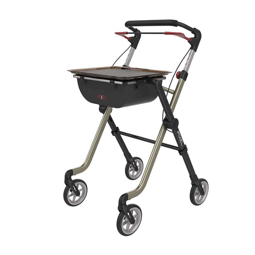 Lightweight Indoor Rollator Space I Champagne Front Left