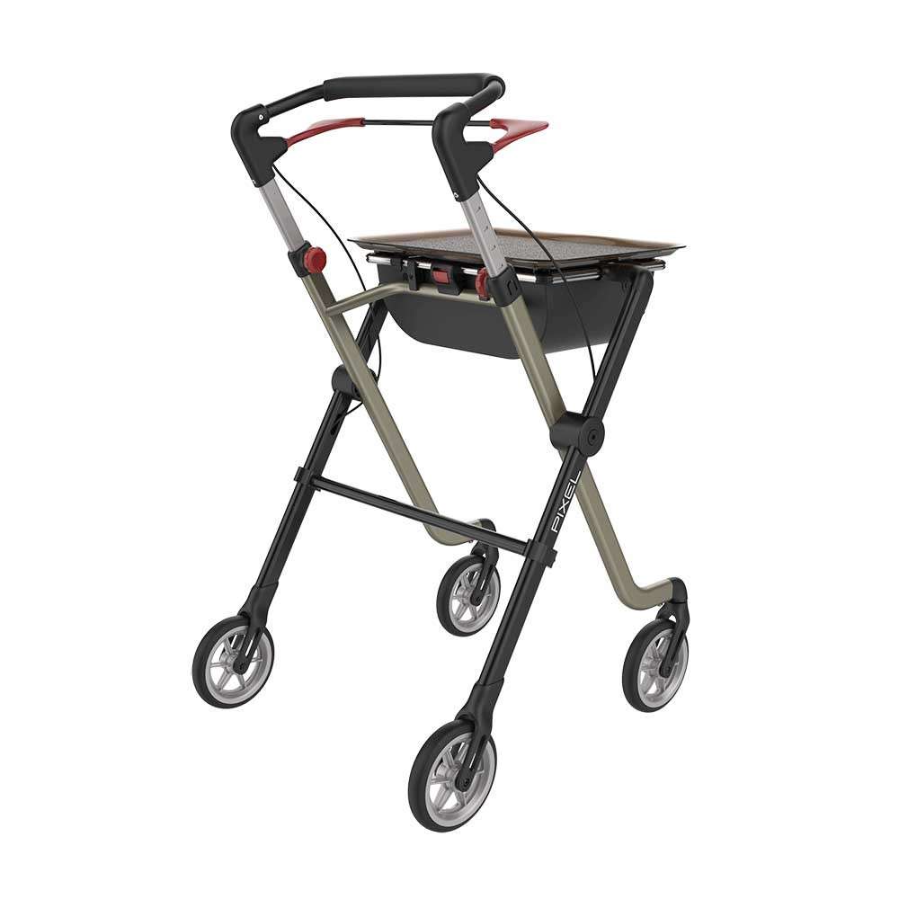 Lightweight Indoor Rollator Space I Champagne Rear Right