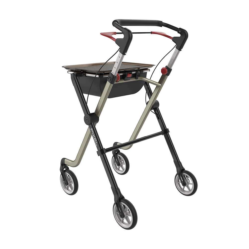 Lightweight Indoor Rollator Space I Champagne Rear Left