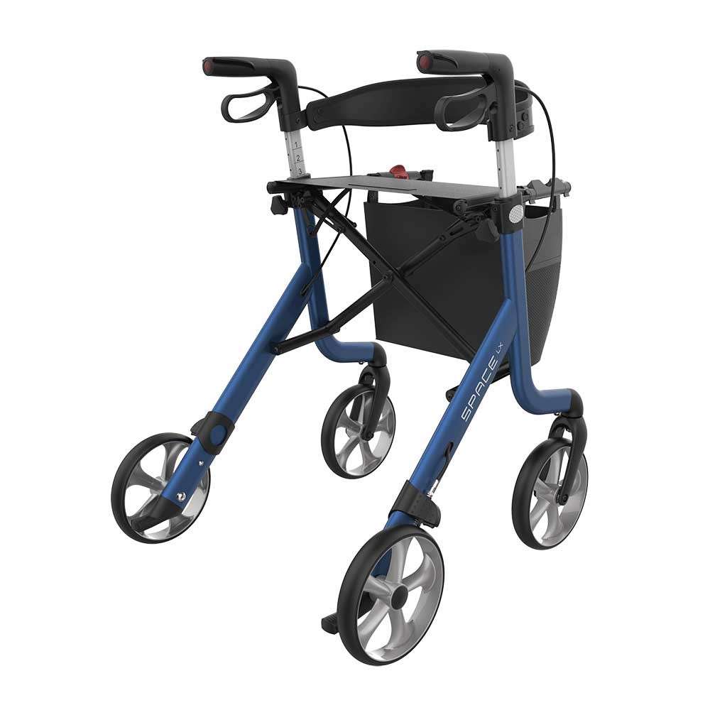 Lightweight Rollator Rehasense LX Champagne Blue Back Right