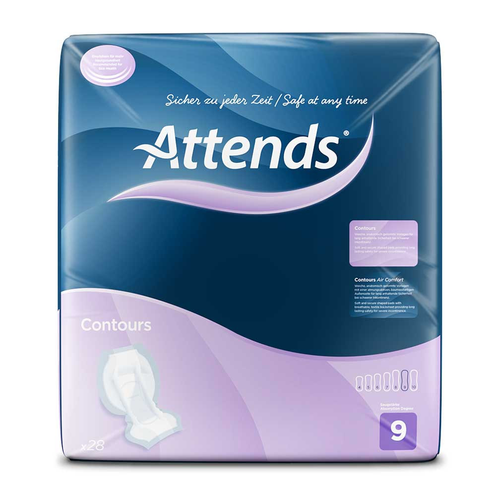 Attends Contours Regular 9 Incontinence Shaped Pads