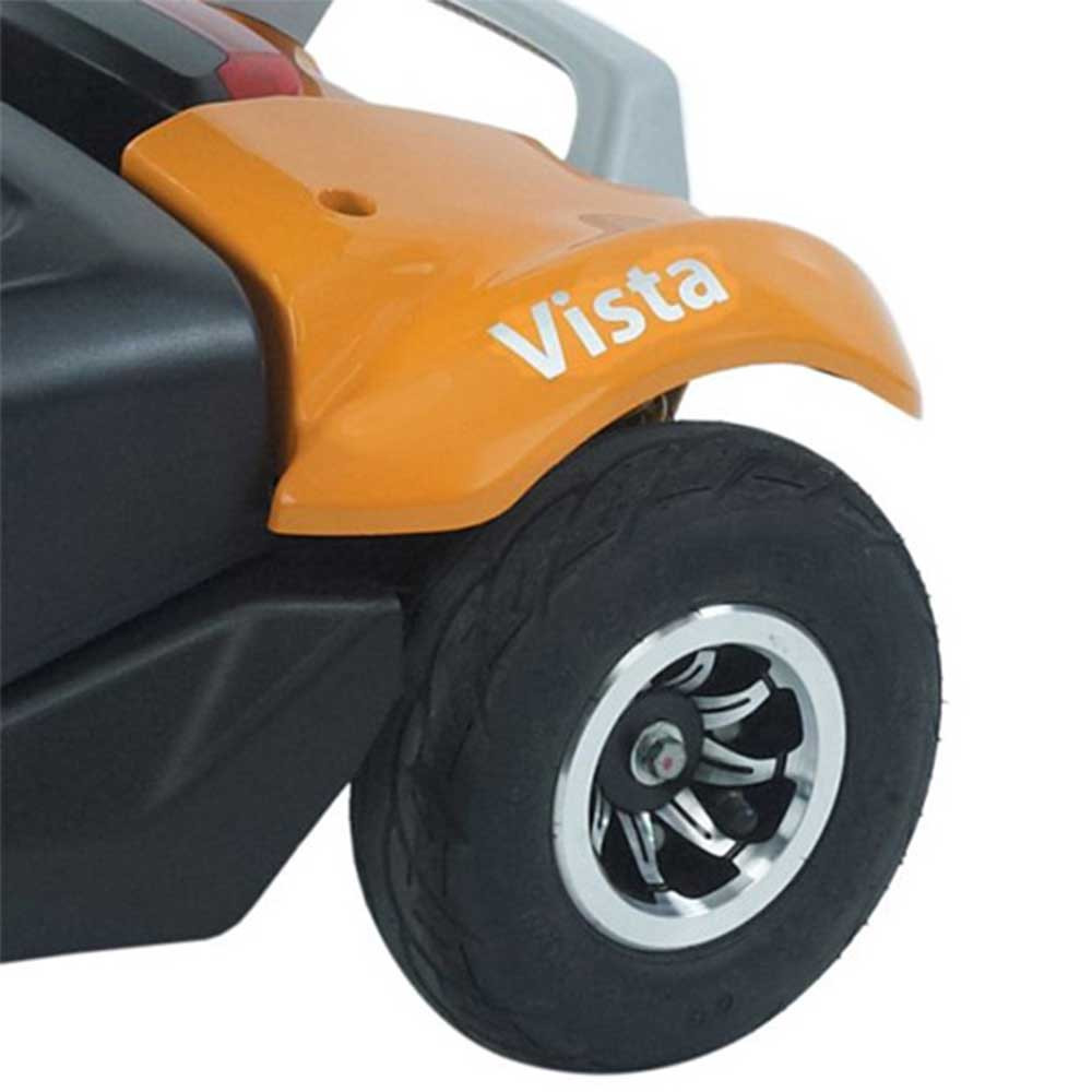 Electric Mobility Mid Size Mobility Scooters Rascal Vista in Sunset Orange Wheels