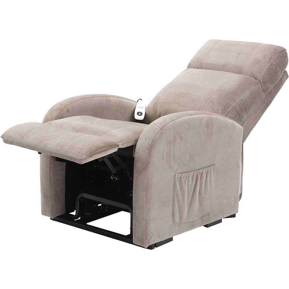 Daresbury Single Motor Riser Recliner in Micro Fibre Pebble Reclined