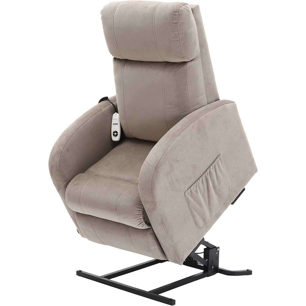 Daresbury Single Motor Riser Recliner in Micro Fibre Pebble Raised