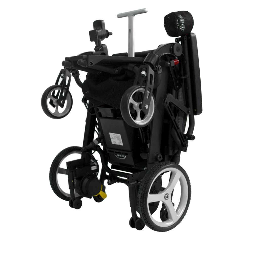 R Healthcare Dash Dashi Lightweight Folding Powerchair Folded with Handle