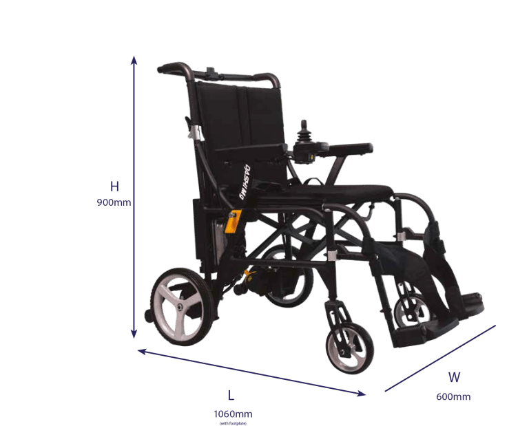 R Healthcare Dash Dashi MG Ultra Lightweight Folding Powerchair Measurements