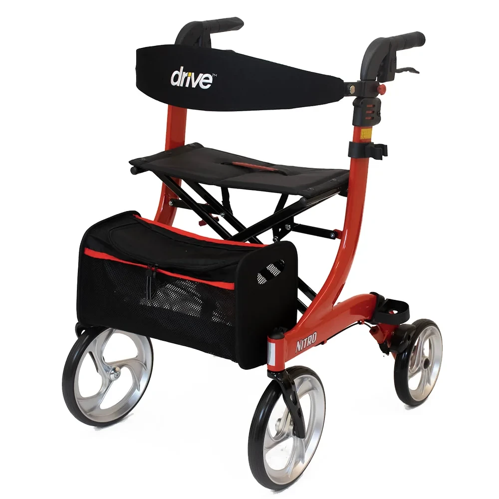 Drive DeVilbiss Nitro 4 Wheel Rollator Red