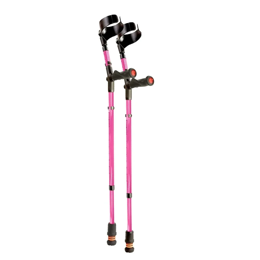 Flexyfoot Comfort Grip Double Adjustable Crutches Pink