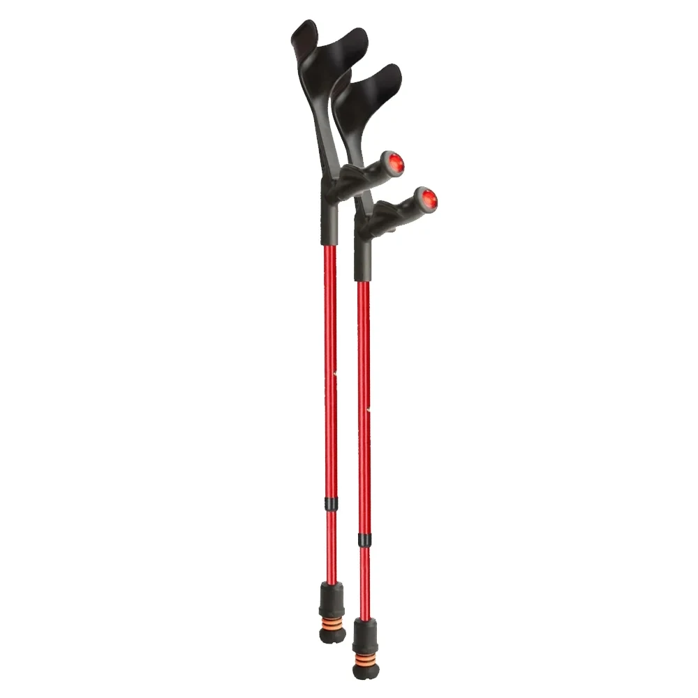 Flexyfoot Comfort Grip Open Cuff Crutches Pair Red