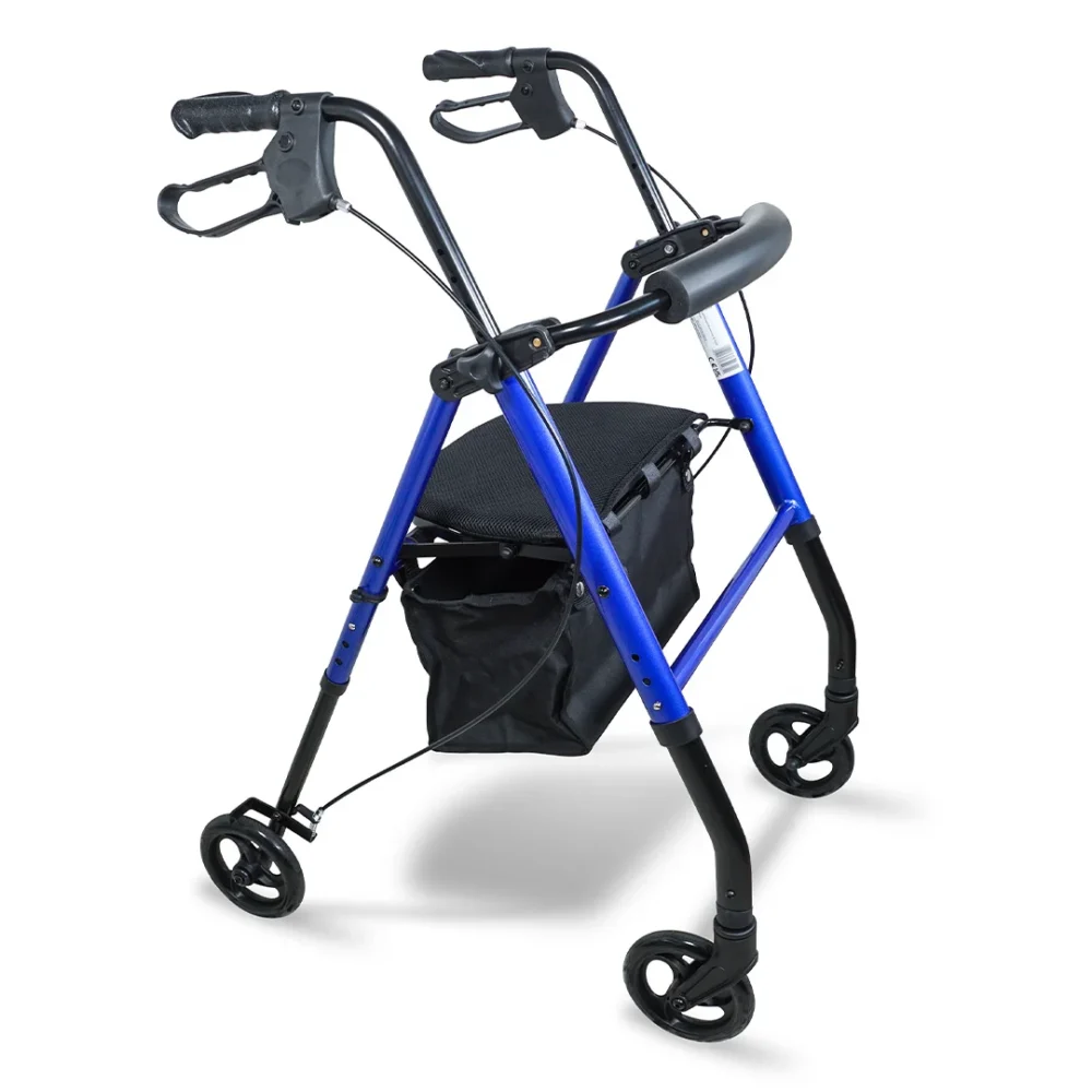 Aluminium Four Wheeled Rollator Blue 6'_