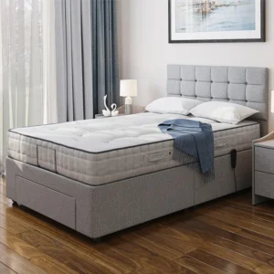 Divan Small Adjustable Bed with Castors and End Drawer