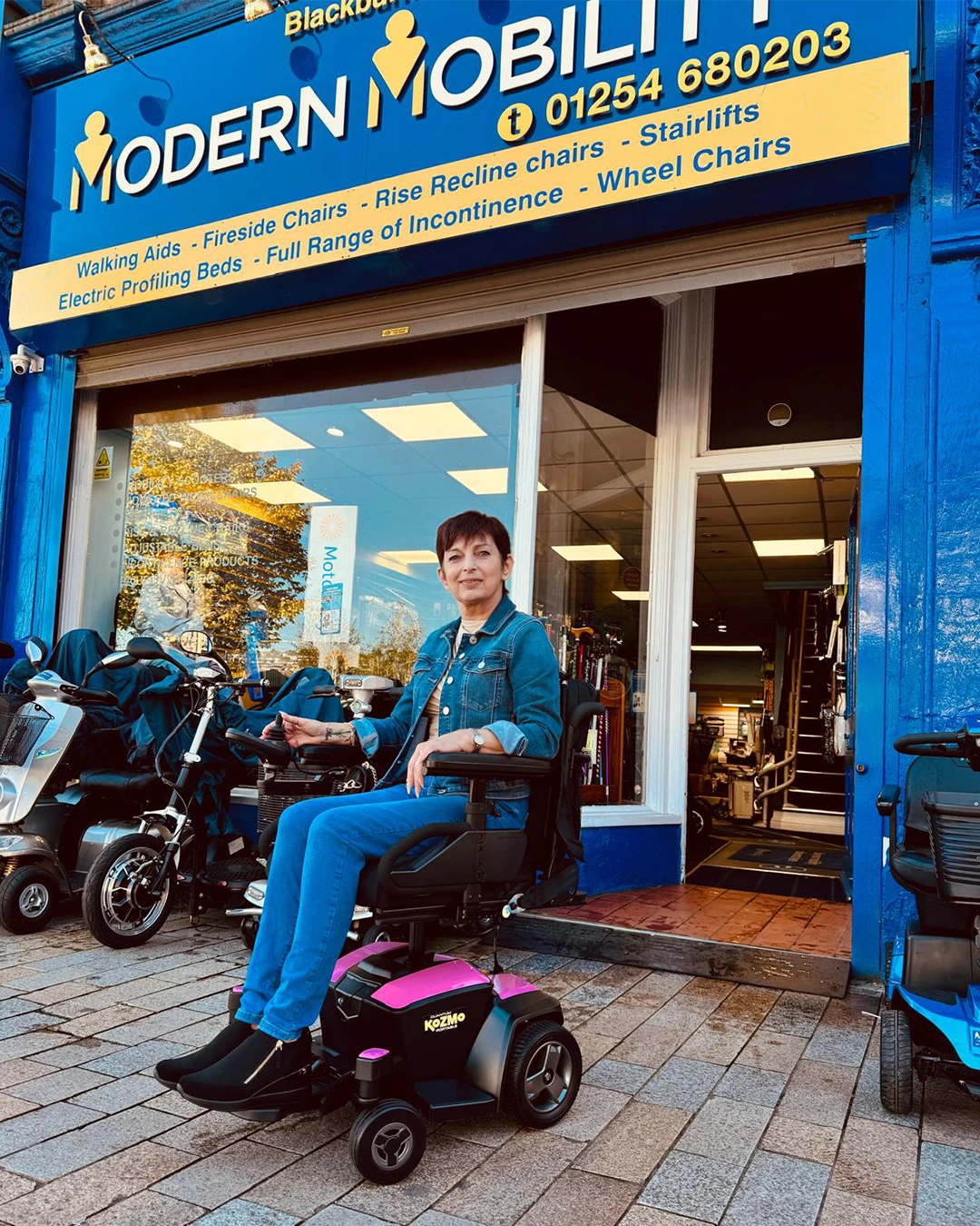 Nicola and her powerchair